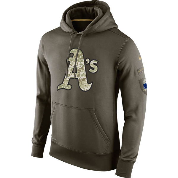 MLB Men Oakland Athletics Nike Olive Salute To Service KO Performance Hoodie Green